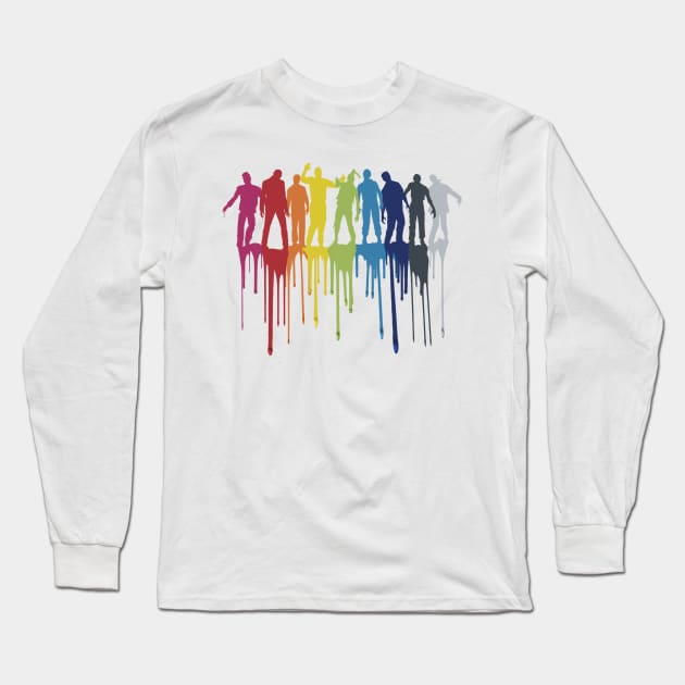 Rainbow Zombie Shuffle: Version One Long Sleeve T-Shirt by Psitta